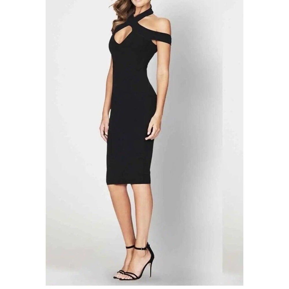 NOOKIE Black Hollywood Crepe Midi Dress Size Small NEW